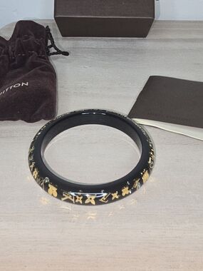 Louis Vuitton LV Bracelet Inclusion TPM Bangle Resin Black LK1009  Authentic FUL